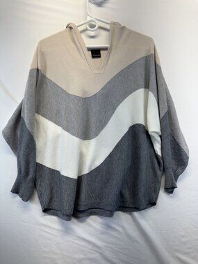 Aaeda Women's Knit Hoodie Sweater Wavy Pattern Sz L